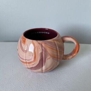 Starbucks 2025 Fall Pumpkin Coffee Tea Mug Cup Marbled Orange Cream Red 12oz